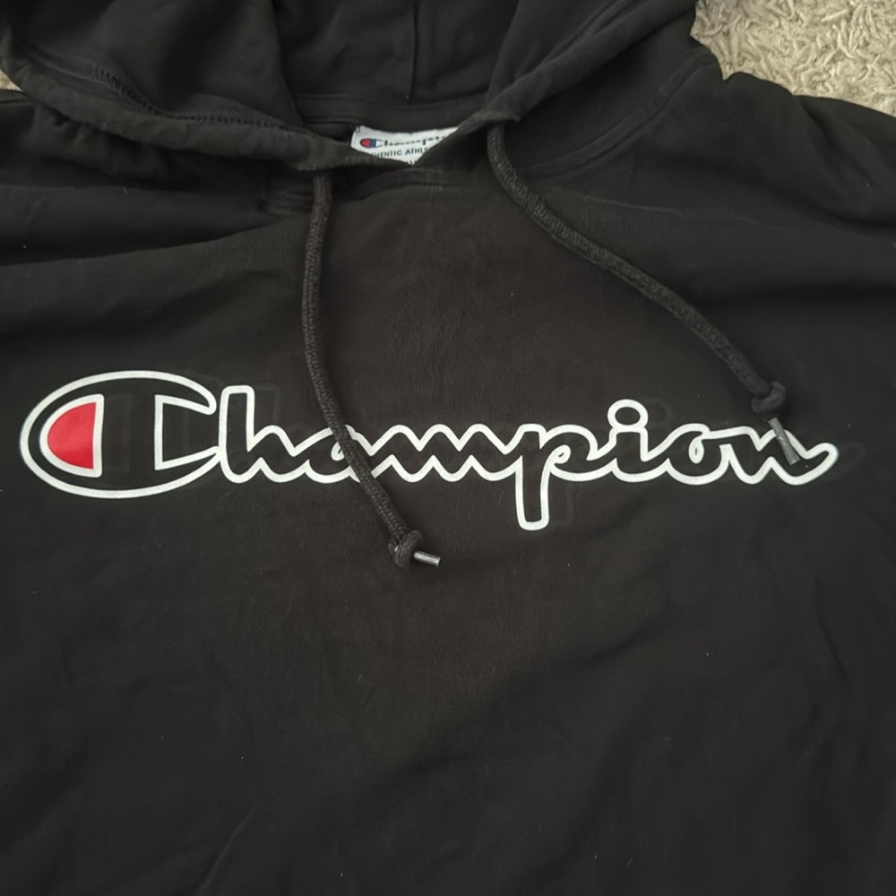 EUC Men’s Champion Black/White Script MidWeight Hoodie in Size 2XL - Picture 4 of 9